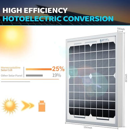 ACOPOWER HY010-12M Mono Solar Panel for 12V Battery Charging RV Boat, Off Grid, 10W - size: 10W