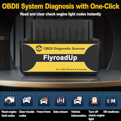 Bluetooth OBD2 Scanner for iOS iPhone & Android, Wireless Car Code Reader Diagnostic Tool for Check Engine Light, Works on OBDII Vehicles 1996 & Newer