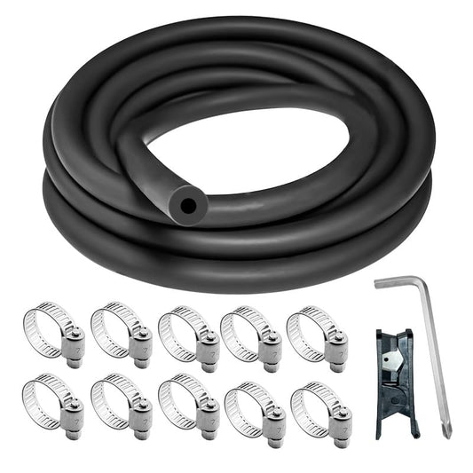 Unicaravan Silicone Vacuum Hose 10FT ID 3/16" (5mm), Wall Thickness 4mm,Matte Black Tubing, With 10PCS Clamps, Tube Cutter, screwdriver,Automotive Marine & Industrial Use - size: 3/16" (5mm) - 10FT + 10PCS Clamps + tube cutter