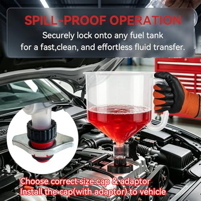 20-Piece No-Spill Coolant Funnel Kit, Universal Radiator Burping Funnel with with 59" Long Hose, Adapters, Extensions, Elbows, Bleeder Tool for Car, SUV, Truck Cooling System Refill