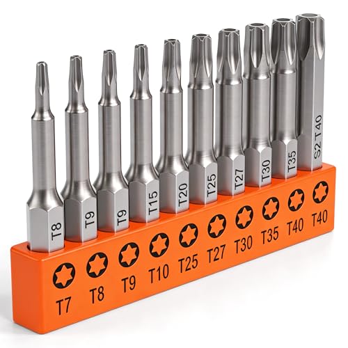 HORUSDY 11-Piece Tamper Resistant Star Bits, S2 Steel, T7 - T40 Security Torx Bit Set - style: 11-Piece Torx Bit Set