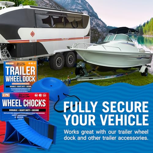 Trailer Wheel Chocks with Rope and Wheel Dock, for Boat Trailers, Travel Campers, RV Accessories, Travel Trailers, and All Trailer Tires - style: Chocks