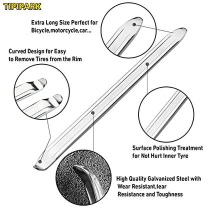 Bike Tire Levers - Motorcycle Tire Spoons Iron Set Dirt Bike Tire Changing Tools 10" Lengthen Premium Stainless Steel Repair Tube for Motorcycles Electric Bicycles Mountain Dirtbike - color: silver-3pcs