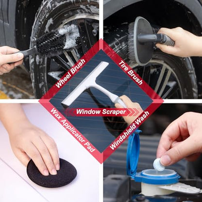 42Pcs Car Wash Cleaning Kit with Foam Gun Sprayer Detailing Brushes Car Vacuum Windshield Cleaning Tool Tire Brush Towels Complete Interior Exterior Detailing Set for Car - size: 42Pcs
