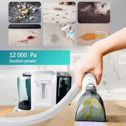 Carpet Cleaner Machine Upholstery - 450W Shampooer Couch Cleaning Portable Vacuum Rug Sofa Car Seat Fabric Mattress Pet Spot Extractor for Furniture Water Hand Held Scrubber