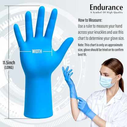 Ensure Blue Nitrile Gloves Medical Powder & Latex Free Chemical Resistant | 11.5 Inch Disposable Medical Exam Nitrile Gloves, Powder & Latex Free, Non Sterile, Chemo-Rated, High Risk, Single Use, 8 Mil - size: Large (Pack of 50)