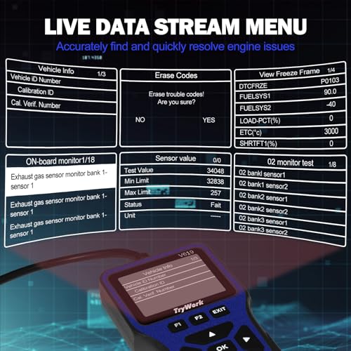 OBD2 Scanner Diagnostic Tool, Check Engine Code Reader with 35901 DTC Lookup, Mode 6 & 8, I/M Readiness for All OBDII Cars Since 1996 (Blue) - color: Blue