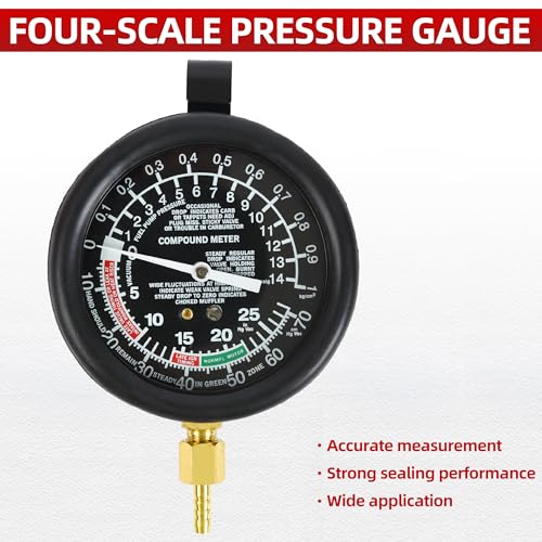 Fuel Pump Pressure and Vacuum, Carburetor Intake Manifold, and Vacuum Test,Car Fuel Pump and Vacuum Tester Gauge