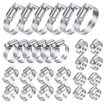 40 Pcs Hose Clamps Stainless Steel, 6-51mm Adjustable Worm Gear Pipe Clamps, Fuel Line Hose Clips Heavy Duty for Plumbing, Dishwasher, Automotive, Washing Machine, Mechanical - size: 40 pcs (1/4'' - 2'')