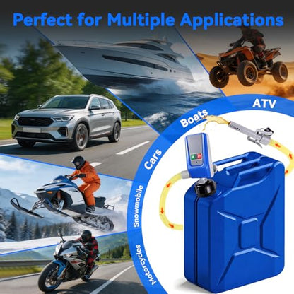 SINCEHOLY Electric Fuel Transfer Pump with Auto-Stop, 3.2 GPM Electric Gas Can Pumps, Battery/12V DC Powered, 4 Size Adapters, Leak-Proof Gasoline Diesel Kerosene Siphon Pump for Cars, Mowers, Boats