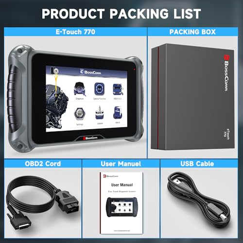 2026 BOSSCOMM eTouch770 diagnostic scanner Upgraded from IF745 Code Scanner, All-System OBD2 code reader with 6 Resets, ABS, SAS Calibration,Oil,Throttle, EPB, BMS, Lifetime WiFi Free Update,Auto Vin.