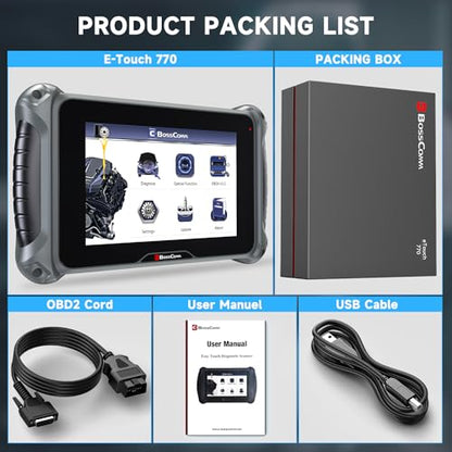 2026 BOSSCOMM eTouch770 diagnostic scanner Upgraded from IF745 Code Scanner, All-System OBD2 code reader with 6 Resets, ABS, SAS Calibration,Oil,Throttle, EPB, BMS, Lifetime WiFi Free Update,Auto Vin.