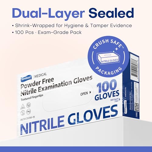 Supmedic Medical Soft Max™ Nitrile Exam Gloves, Powder-Free Latex-Free Food Safe Clean Disposable Glove Blue Iris 100/1000 Ct - color: 1000 Medium (Blue Iris), size: Medium