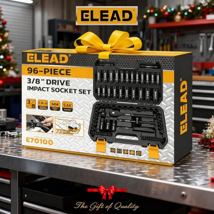 96-Piece 3/8" Drive Impact Socket Set, SAE(5/16 to 3/4-Inch) & Metric(8-22mm), Standard & Deep Sockets, Ratchet Handle, Bit Set, Universal Joint, Extension Bar, Adapters, Spark Plug Sockets - style: 96pcs 3/8'' Drive Impact Socket Set