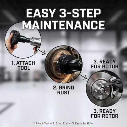 Wheel Hub & Stud Cleaning Tool Kit，Rust Removal Disc for Cars & Light Trucks，Fits 1/2" Impact Wrench & Drill，Rapidly Cleans Rotors, Hubs & Wheel Studs for Brake Jobs