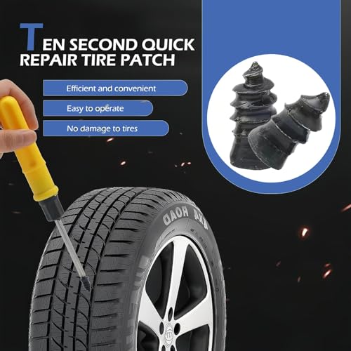 101PCS Tire Repair Rubber Nail, 2 Size Vacuum Tire Repair Kits Spiral Rubber Screws, Fast Self-Service Tool for Car, Truck, Motorcycle, Tractor Tire Puncture Repair