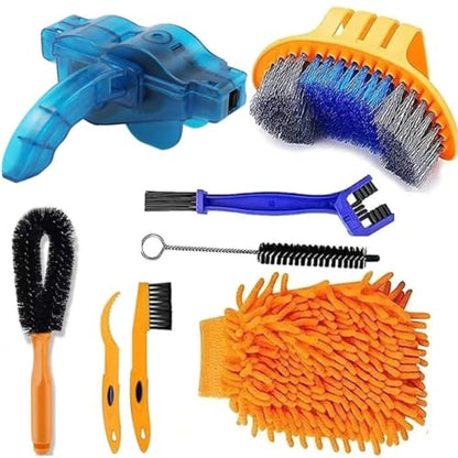 Bike Cleaning kit Precision Bicycle Cleaning Brush Tool Set Including Bike Chain Cleaner Brush, suitable for Mountain, Road, City, Hybrid,Dirt,BMX Bike and Folding Bike,8 Pieces