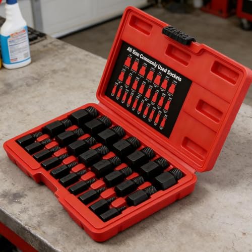 Bolt Extractor Socket Set,Multi-Spline Hex Head Repair Tools - 25-Piece Broken Bolts Extraction Kit,for Damaged Rusted Broken Screws Nut Fastener Automotive Machinery - color: Black