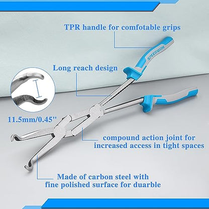SPEEDWOX 13-Inch Long Reach XL Pivot Ring Nose Pliers - Automotive Hose Remover with Twin Grip - style: Hose Grip Pliers