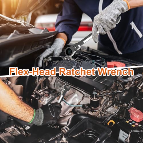 Egofine 8mm Ratchet Wrench Flex Head, Ratcheting Combination Wrench Metric, Industrial Grade Gear Spanner with 12 Point Box End, 72-Teeth Ratchet, Chrome Vanadium Steel - style: 8mm