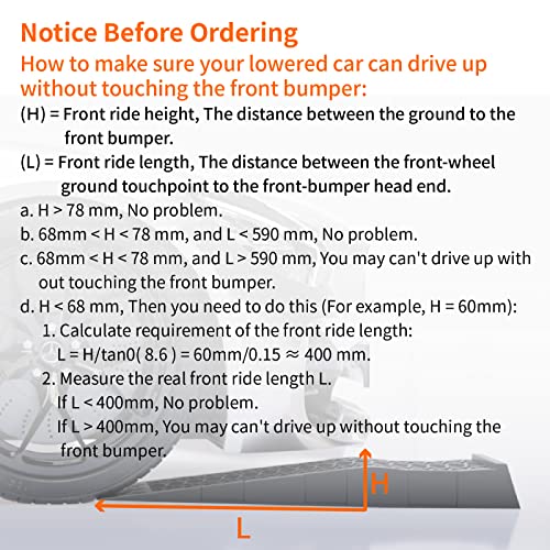 OULEME Low Profile Car Service Ramp with Anti-Slip Blocks, Oil Changes& Maintenance, 2-1/2" Lifting Height, 3 Ton Truck Vehicle 2 Pack - size: L27.5" (2 PACK)