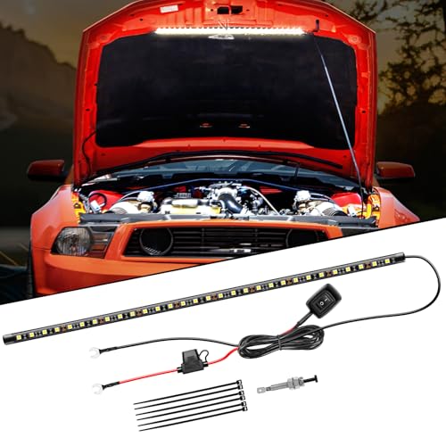 Nilight Under Hood Light Strip 30LED Waterproof Underhood Work Light with On/Off Switch Blade Fuse Engine Bay Repair Light White 12V for Car Truck SUV - size: 20.5 inch 1 piece