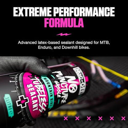 Muc-Off No Puncture Hassle Tubeless Sealant - Advanced Bicycle Tyre Sealant with UV Tracer Dye That Seals Tears and Holes Up to 6mm