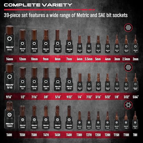 73-Piece Hex Torx Bit Impact Socket-Set, Master Impact Socket Set, SAE Metric Deep Shallow Sockets Torx Bit Sockets Includes Ratchet Handle, Adapters, Impact Universal Joint, Extension Bars - style: 73-Piece Master Impact Set