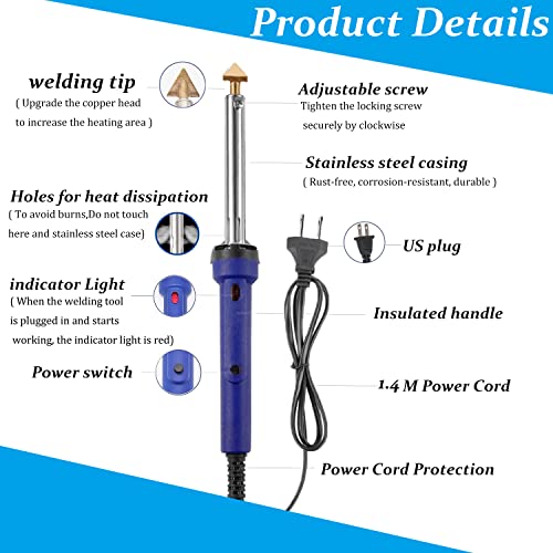 100W Plastic Welding Kit 2 in 1 with 121pcs Rods | Professional Surface Repair Tool for Car Bumper with 4 Welding Tips, Patch Net,Hot Iron Stand,Wire Brush,Metal Stand