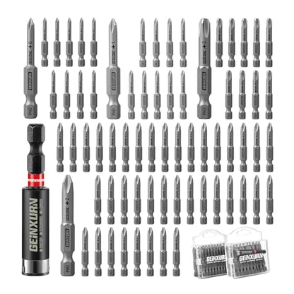 Geinxurn 71Pieces Fixedge Screwdriver Bit Set, 2Inches #0#1#2#3 Phillips Magnetic Alloy Steel Insert Power Bits Tips with Impact Bit Holder and Portable Storage Cases for Home Repair Diy - style: FXPH050-071