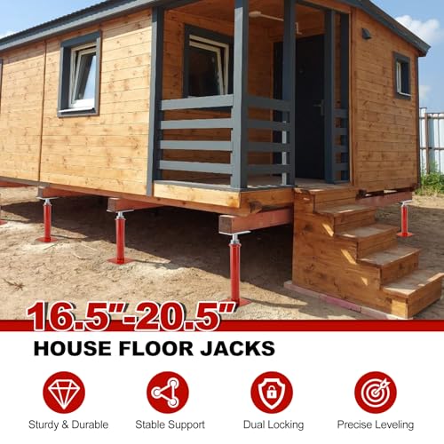House Floor Jacks for Leveling, 16.5-20.5" Screw Jacks Post 6600lbs | Basement Floor Jacks for Crawl Space, 4 Pack, Red - size: 4X