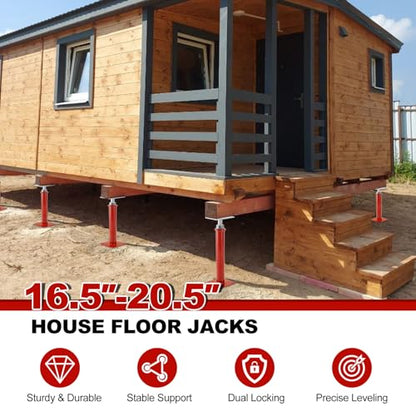 House Floor Jacks for Leveling, 16.5-20.5" Screw Jacks Post 6600lbs | Basement Floor Jacks for Crawl Space, 4 Pack, Red - size: 4X