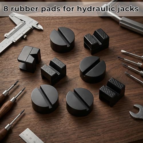 8 Pcs Jack Stand Pads, Black Rubber Cars Jack Stand Pads 2-3 Ton Universal Slotted Rail Pinch Welds Protector for Car Accessories
