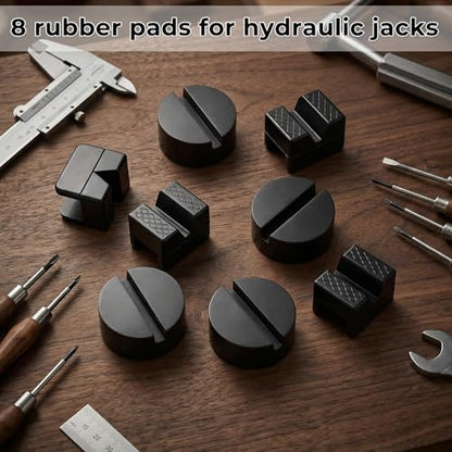 8 Pcs Jack Stand Pads, Black Rubber Cars Jack Stand Pads 2-3 Ton Universal Slotted Rail Pinch Welds Protector for Car Accessories