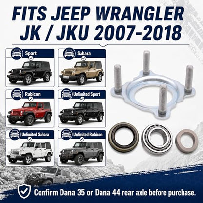 68008523AA Rear Axle Bearing Seal Kit for Jeep Wrangler JK 2007-2018 | Fits 2007-2018 Jeep Wrangler JK JKU Dana 35/44 Rear Axle