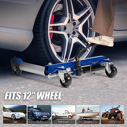 TUFFIOM Car Wheel Dolly Jack Set of 2, Hydraulic 1500-lbs Car Skates, 12'' Wheel Vehicle Positioning Jack, Heavy Duty Rollers with Foot Pedal for Tire Auto Repair Moving, Blue - color: Blue, Set of 2
