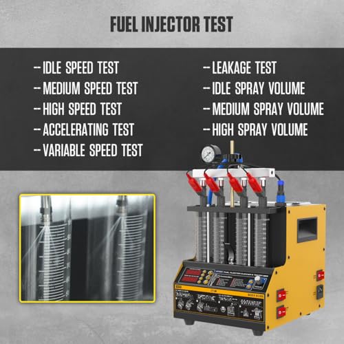 Fuel Injector Cleaner Tester, 4 Cylinder & 2L Ultrasonic Injector Cleaner and Tester Machine with Cleaning Fluid Heating, 5 Adapters, 9 Testing Functions for Automotive & Motorcycle, 110V/220V, CT160 - size: CT160
