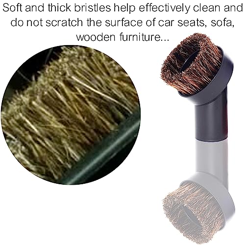 3 Pack (1.25'') Horsehair Soft Vacuum Brush Attachment plus Adapters Compatible with Small Shop Vacs, Shark, Miele & Central Vacs - Vacuum Accessories for Furniture, Blinds, Baseboard & Car Interior - style: 32MM &35MM Attachment