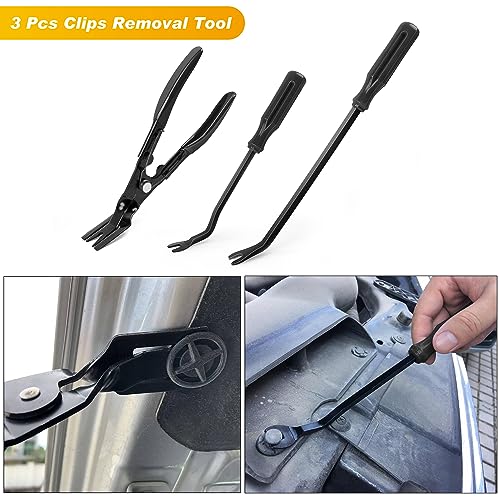 GOOACC 19Pcs Trim Removal Tool Set with Storage Bag | Fastener Clip Removers Auto Plastic Trim Tools Upholstery Pliers & Terminal Tools for Car Panels Audio Systems Black - color: Black