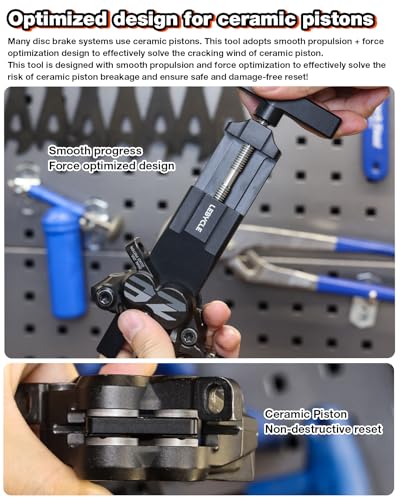 Bike Piston Reset Tool for Piston Brake Calipers – Parallel Push Design for Even Force & Ceramic Piston Safety, 7075 Aluminum Bicycle Brake Caliper Tool for Shimano & MTB Repairs