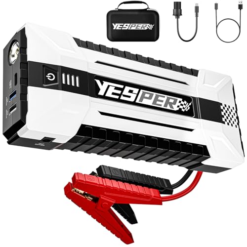 YESPER 4120A Jump Starter, 12V Car Battery Jumper Starter Portable (All Gas, up to 10.0L Diesel Engine), 26800mAh Battery Start Booster Pack, Jump Box with Carry Case, Jumper Cables, LED Light