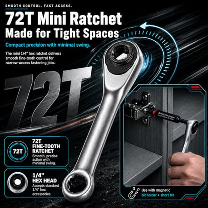 88-Piece Impact Driver & Magnetic Screwdriver Bit Set, S2 Steel Security Torx Hex Phillips Square Triangle Slotted Bits, Mini Ratchet Wrench, Magnetic Bit Holders & Nut Driver, 1/4'' Hex Shank - style: 88-Piece Impact Screwdriver Bit Set, S2 Steel Securit