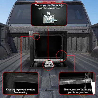 Steel Plated Underbody Truck Tool Box,Steel Truck Storage Organizer-Black | Waterproof Tongue Box for Storage with Smooth Surface for Truck, Pickup, RV, Trailer - Black, 18" x 12" x 14" Inch - size: 18" x 12" x 14"