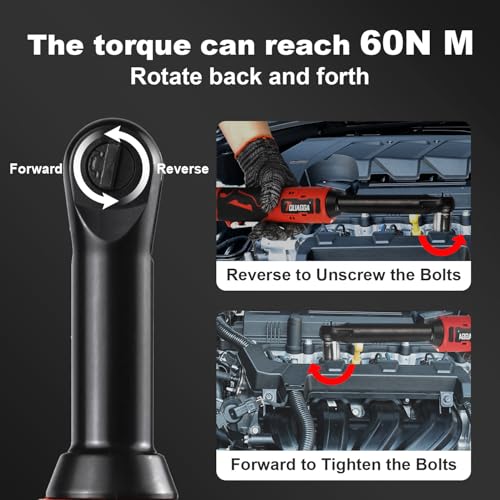 3/8" Cordless Electric Ratchet Wrench Set, 18V Power Ratchet Tool Kit With 2 Packs 2000mAh Battery And Charger, 45 FT-LBS Battery Powered Extended Wrench with LED Lights - size: 18 V Extended New