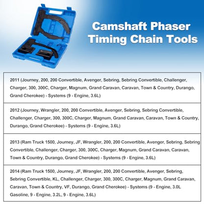 Toolwiz 3.6 Camshaft Phaser Timing Chain Tools Kit 6 PCS with Carrying Case | for VW Chrysler Jeep Dodge Grand Cherokee Wrangler 3.6L Engine Replace 10200A 10202 10369A 3.6 Pentastar Timing Tool Kit - size: Locking Tool Set with Carrying Case