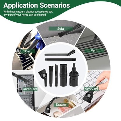 EZ SPARES Micro Cleaning Nozzle Kit,Micro Vacuum Attachment,Universal Vacuum Cleaner Attachment,Mini Micro Kit Keyboard Crevice Cleaning Tool Brush Kit,for Compact Wet Dry Shop Vacuum,Storage Bag Inc
