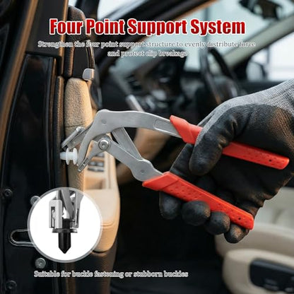 Car Clip Pliers and Trim Removal Tool, Heavy Duty Panel Clip Removal Pliers, Stainless Steel Leverage Design Non Slip Handle, Auto Fastener Rivet Remover for Door Panel Interior and Exterior Trim