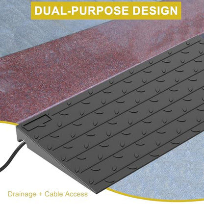OrangeStar Heavy Duty 2" Rise Rubber Threshold Ramp | Wheelchair & Scooter Ramp with Cord Channel, Non-Slip Angled Entry for Doorways, Steps & Garages (Black, 36" Length) - size: 2in