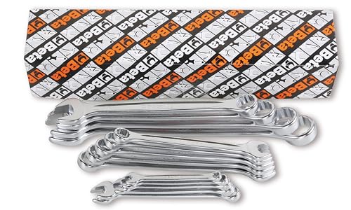 Beta 42 Series 14-piece Metric Combination Wrench Set, 6mm-24mm | Made in Italy|15° Offset Open and Box End|12-Point Box End|Chrome Nickel-Plated Steel|Automotive, Industrial, Professional