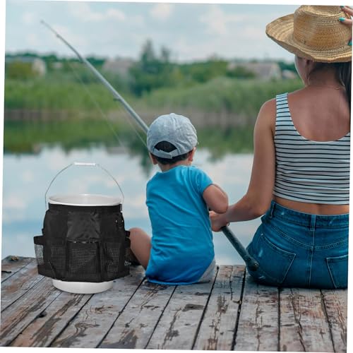 PRETYZOOM 5 Gallon Bucket Tool Organizer Multiple Pockets Sturdy Storage Bag for Car Wash and Garden Tools Compatible Standard Buckets for Outdoor Fishing and Camping